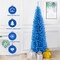 6ft Blue PVC Pencil Christmas Tree with 520 Tips, Metal Stand, Slim Space-Saving Design and Unique Holiday Look
